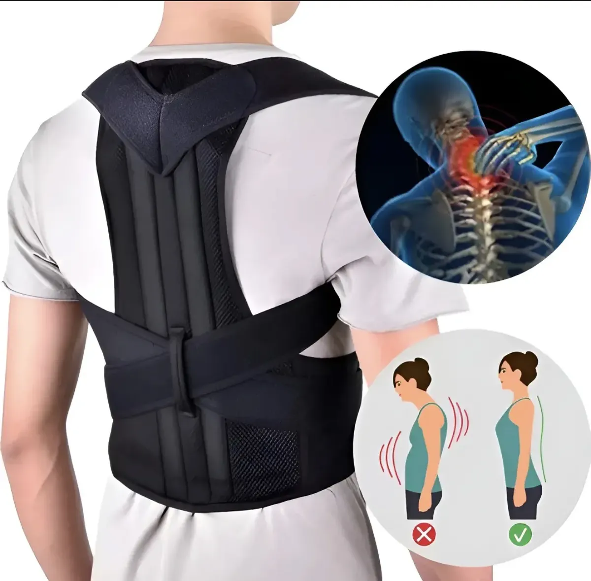 Corretor Postural Feminino/Masculino Colete Alinhador Coluna. 