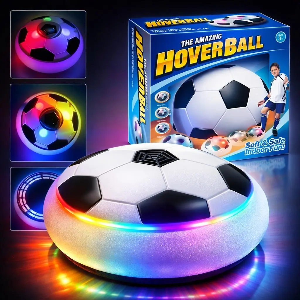 Bola Flutuante Hoverball Futebol Com Som e Luz Bate Volta