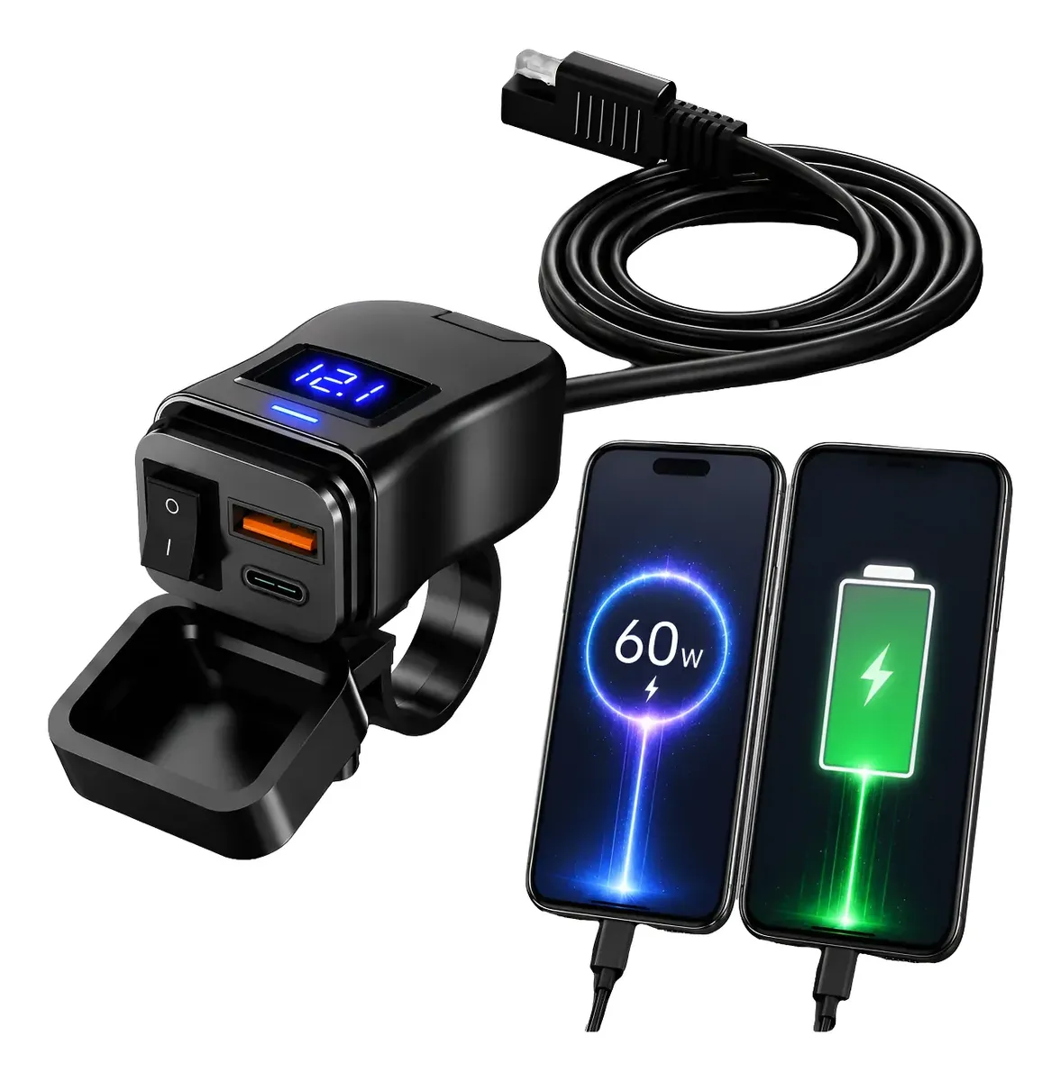 Carregador De Celular Para Moto Usb 3.0 Turbo Prova D'agua