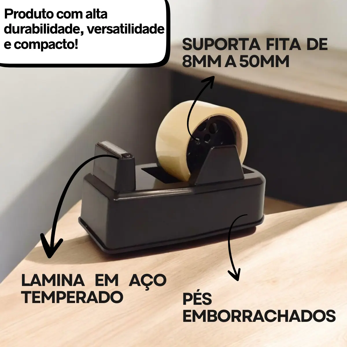 Suporte Aplicador De Mesa P/ Fita Durex Adesiva Larga Grande