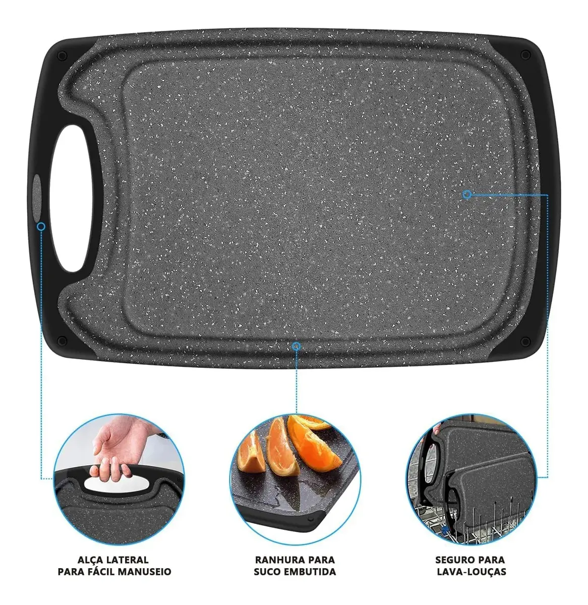 Tábua de Corte Carne Polietileno, Tábua Costaneira 3pcs