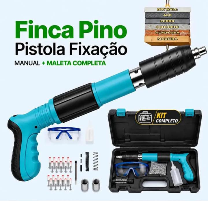 Pistola Fixação Finca Pino Ação Direta Pregos + Maleta Epi Pinador