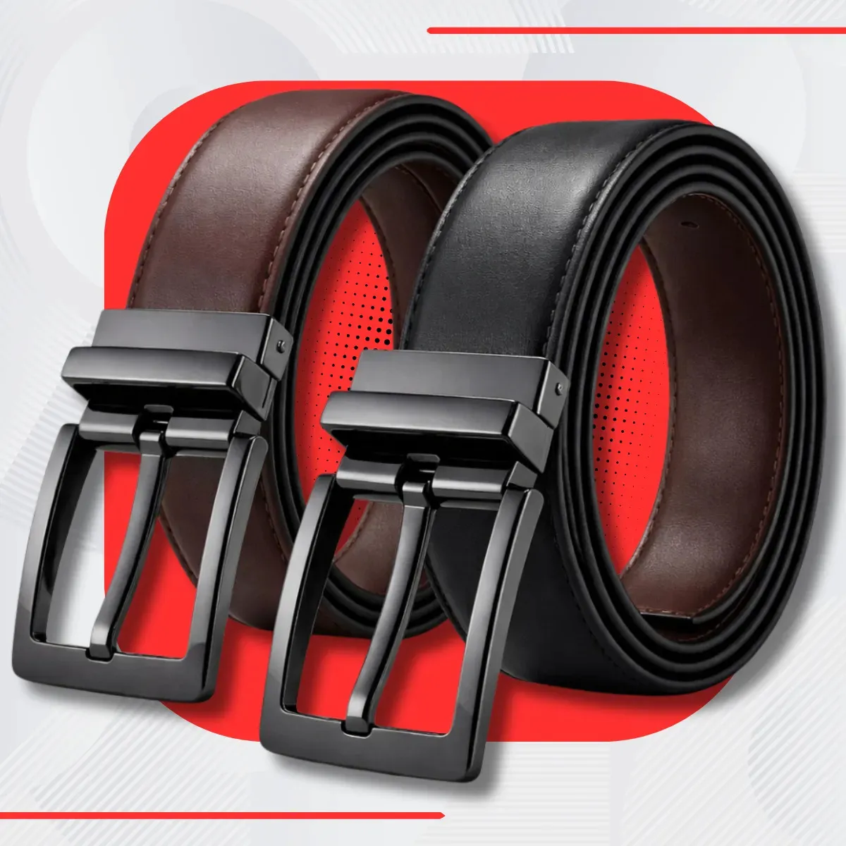 Cinto Duplo Em Synthetic leather Brasilchic Preto/marrom Lisa 120