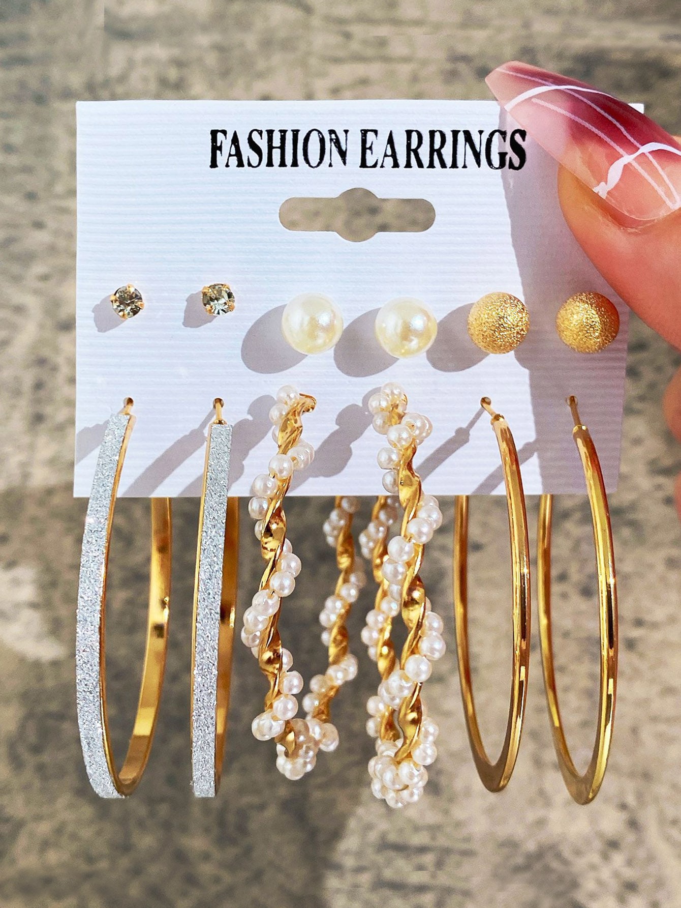 12 Peças Conjunto de Brincos Vintage Incrustado com Pérolas Falsas e Strass, Conjunto de Brincos Geométricos
