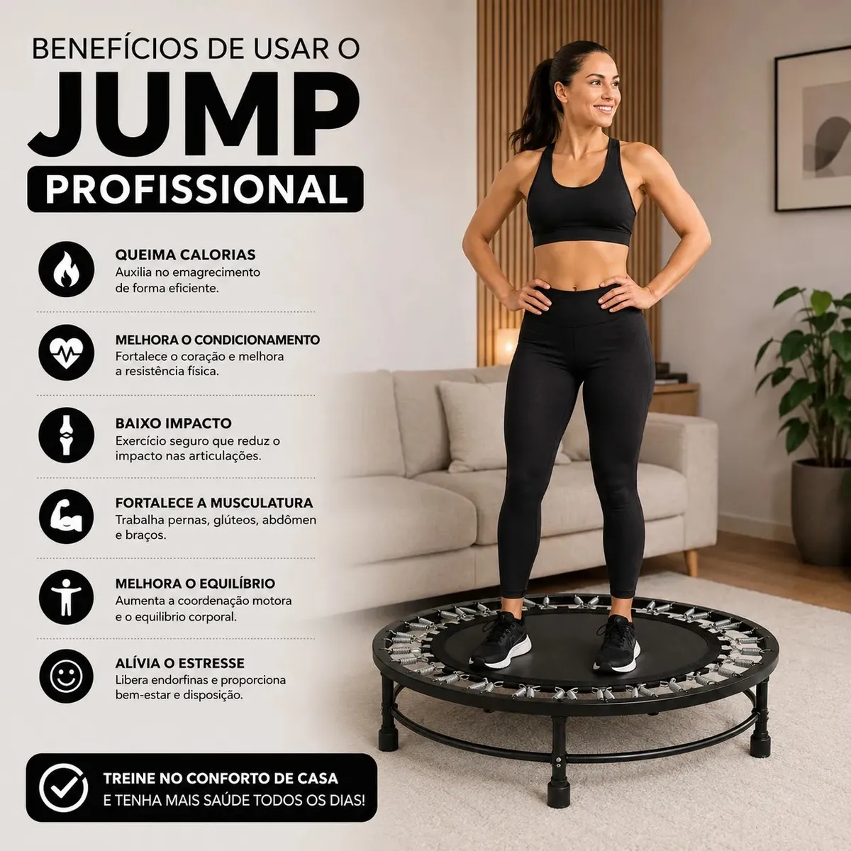Jump Cama Elástica Profissional 200kg Reforçado 32 Molas Mini Trampolim