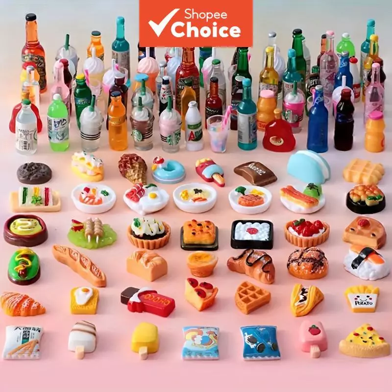 Miniaturas de casa de bonecas de alimentos e bebidas para projetos em miniatura, acessórios de bonecas