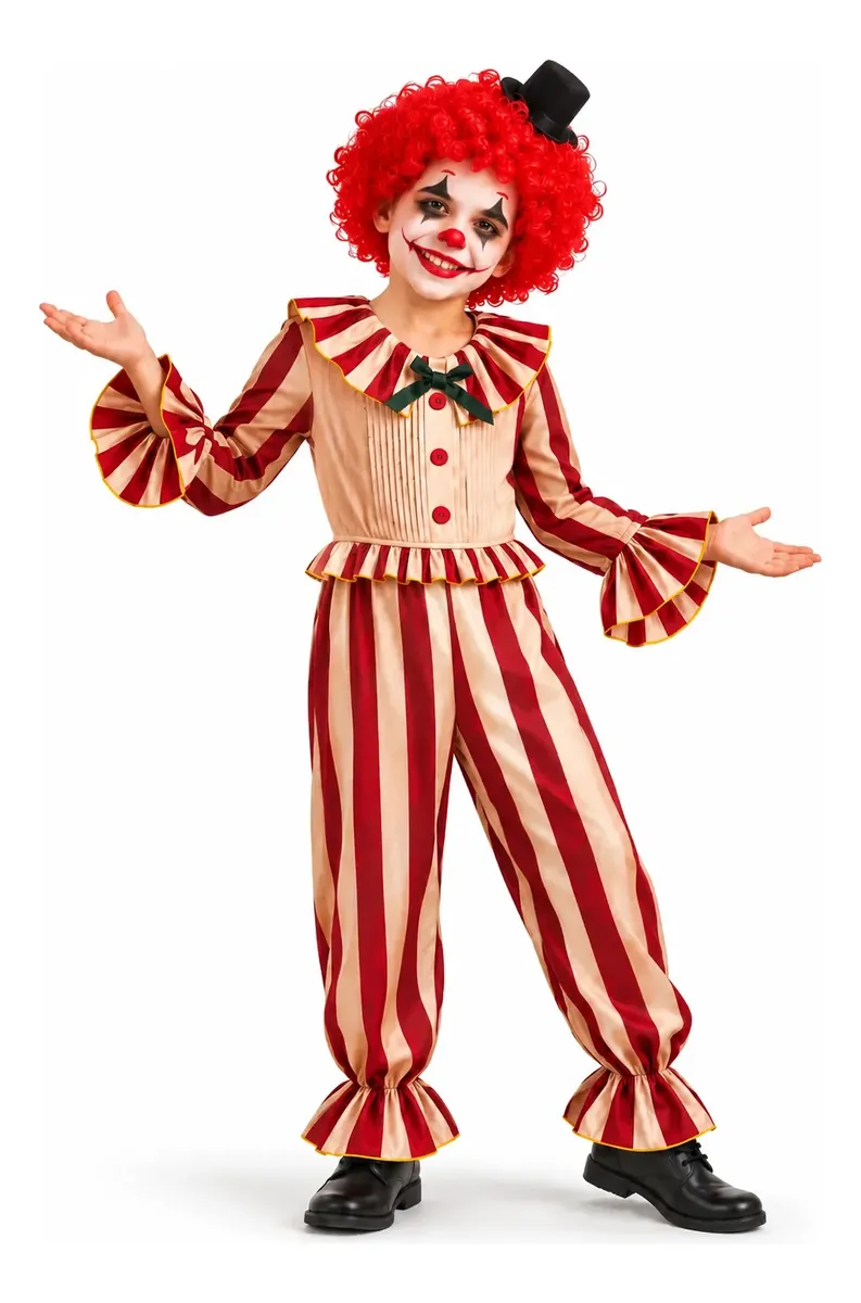 Fantasia Palhaço Completa Infantil Menino Terror Haloween