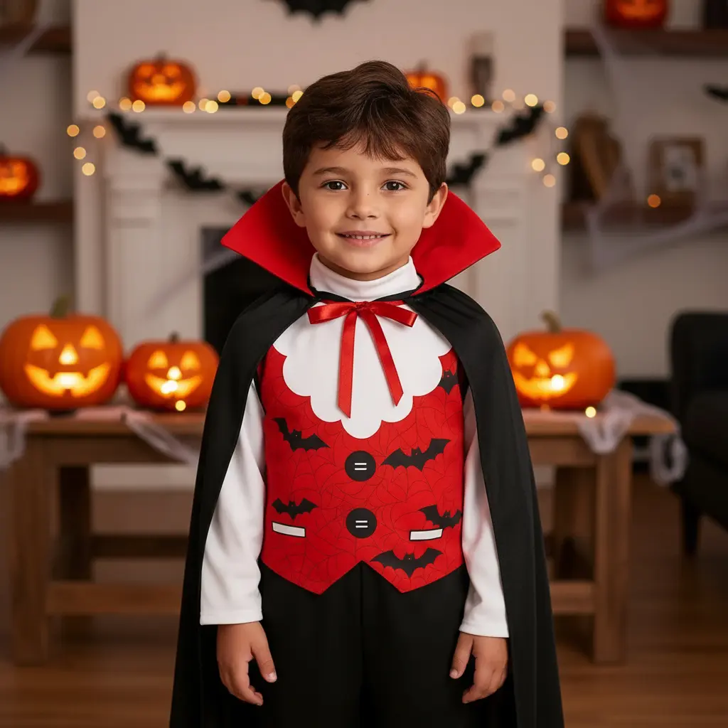 Fantasia Drácula Vampiro Halloween Infantil Barato + Capa