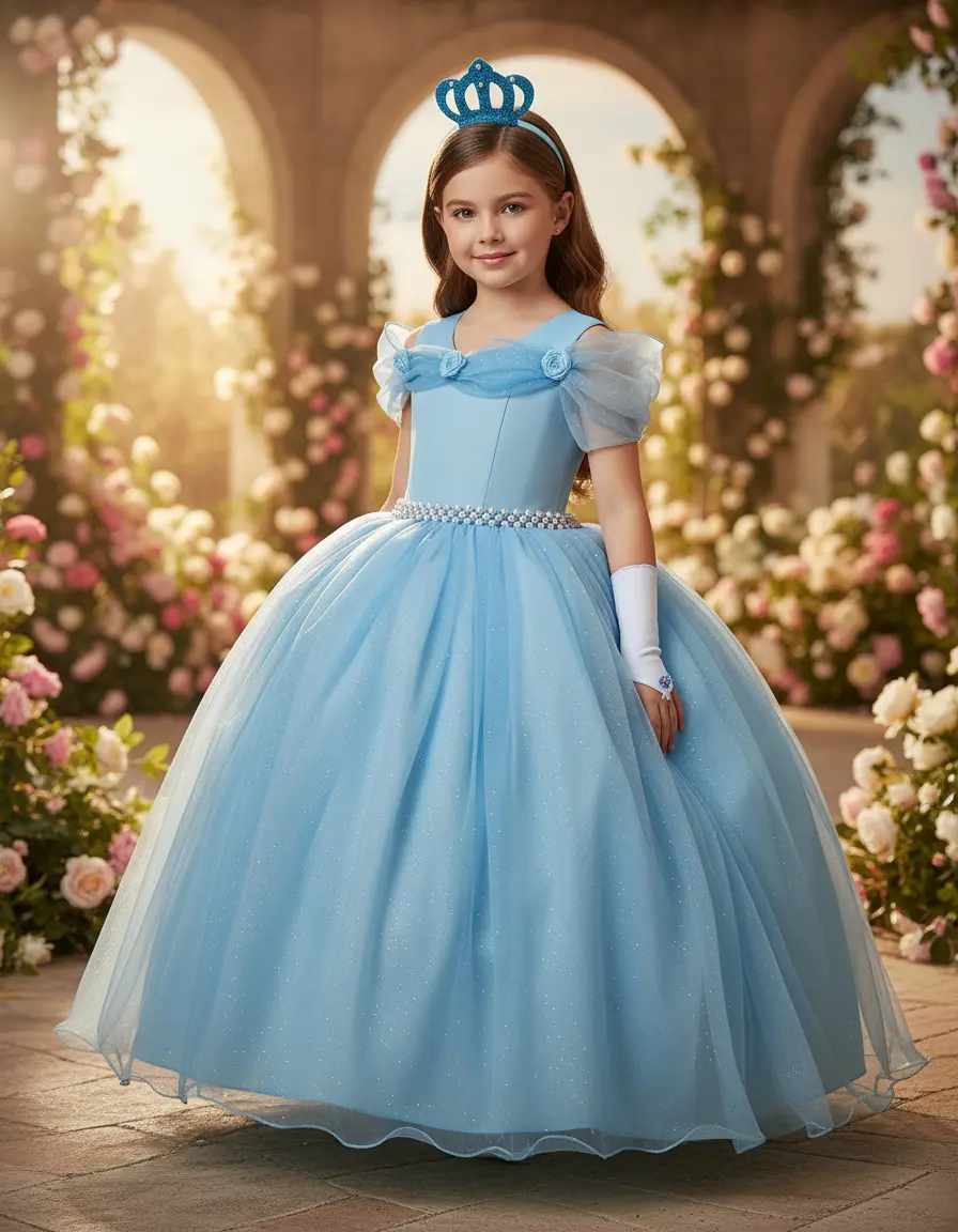 Vestido Fantasia Infantil Juvenil Cinderela 2 Ao 12 Anos