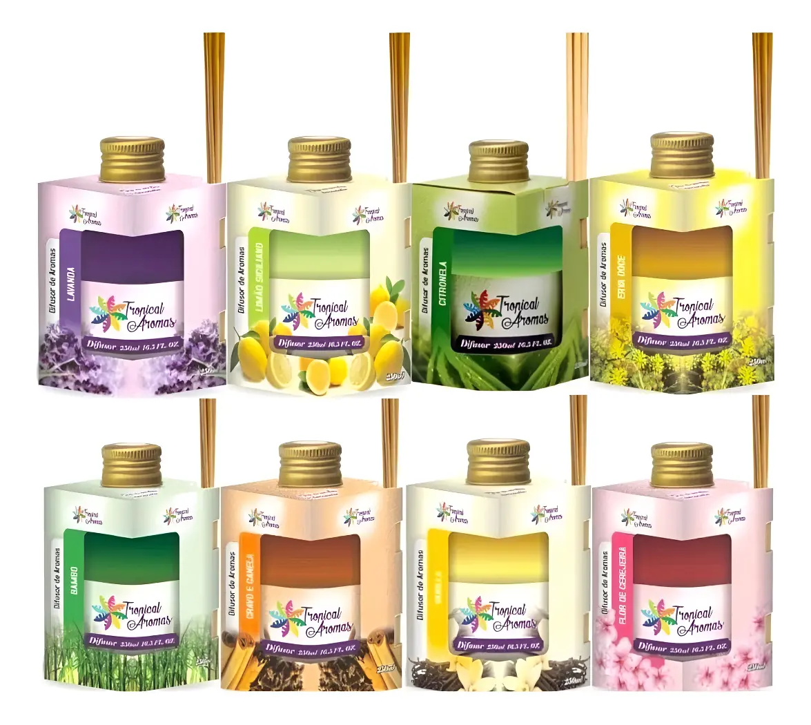6 Unid Aromatizador Ambientes Duração Premium 250ml +varetas