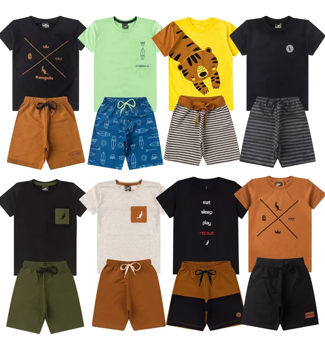 Kit 8 Peças De Roupa Conjunto Infantil Menino Verão Sortido