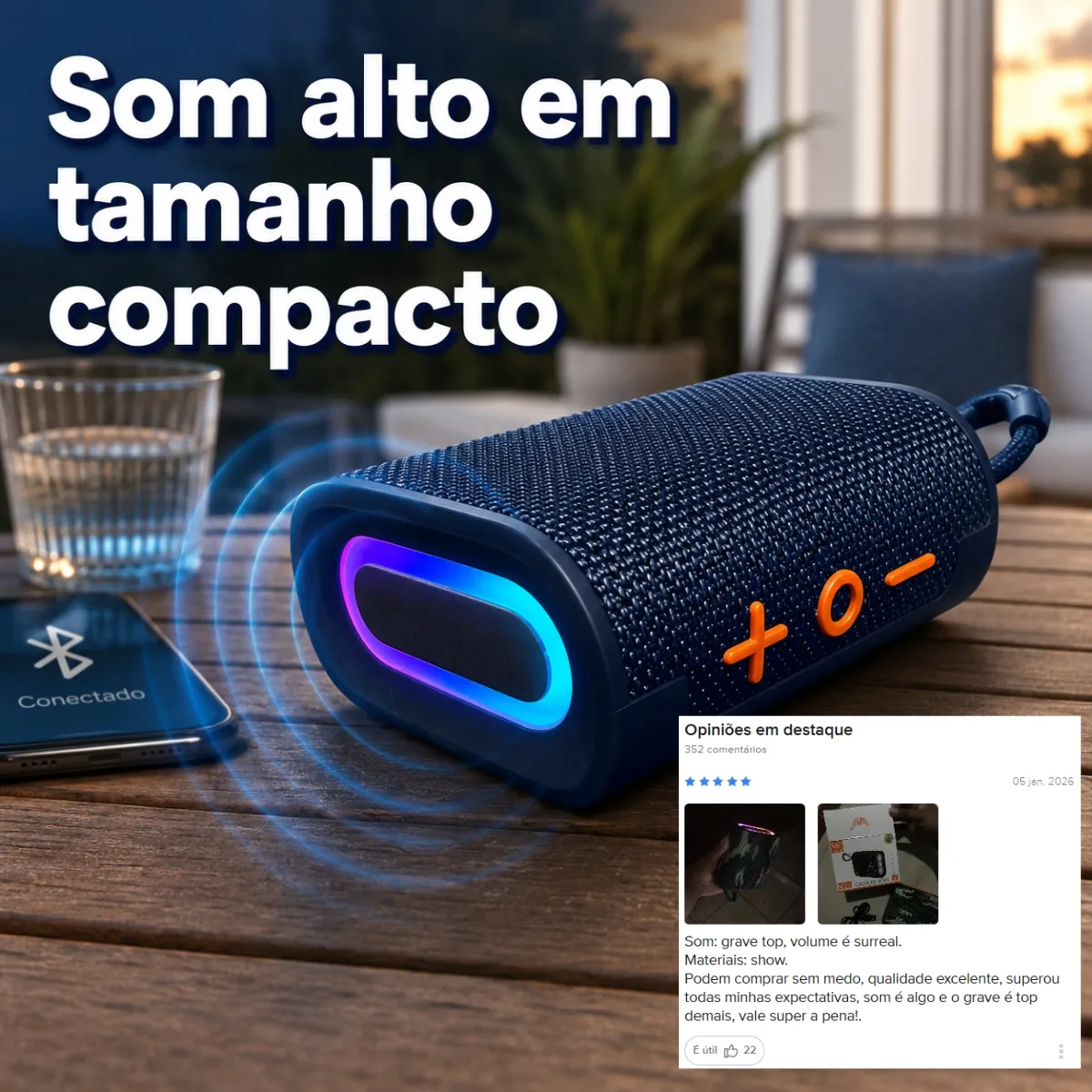 Caixa Caixinha Bluetooth Portátil Pequena Potente Preto Mini